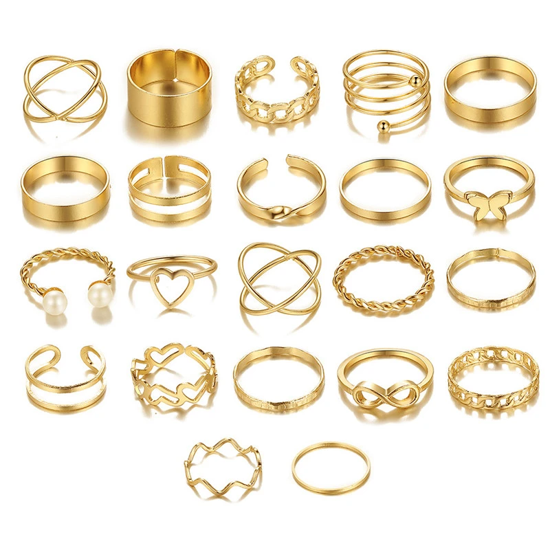 Modyle-Boho-Gold-Color-Heart-Rings-Set-For-Women