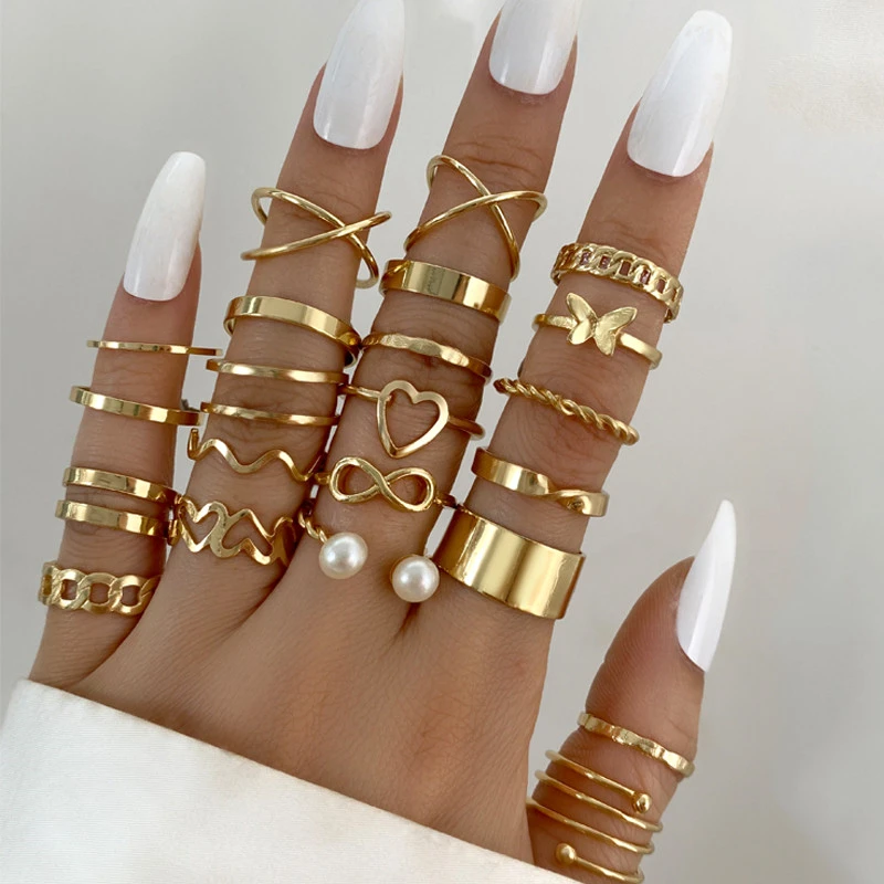 Modyle-Boho-Gold-Color-Heart-Rings